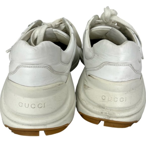 $890 Gucci Worldwide White Leather Rython Platform Sneakers Mens 8 W 9.5/10 - Picture 8 of 13